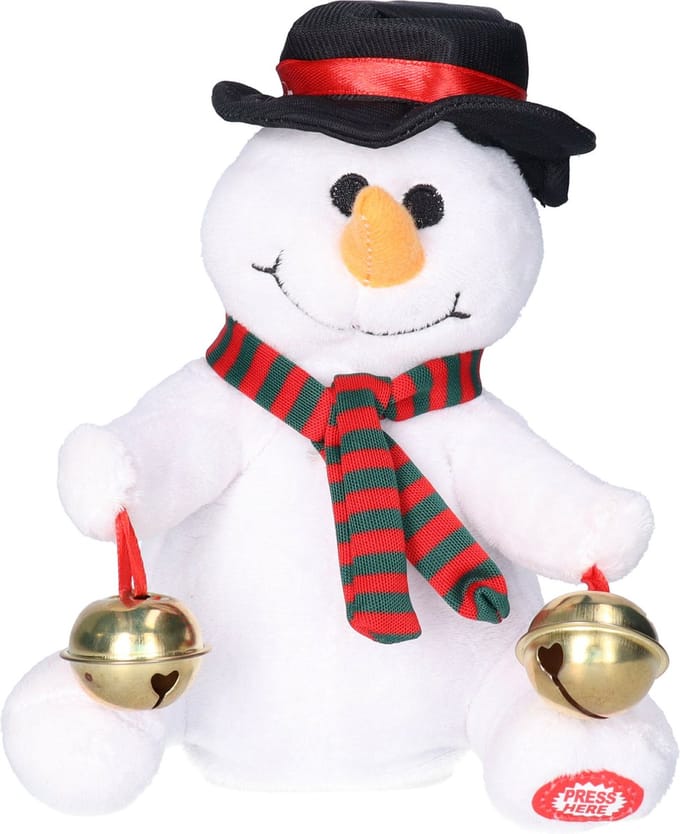 Tender toys Sneeuwpop pop - met beweging en geluid - 18 cm - dansen en zingen