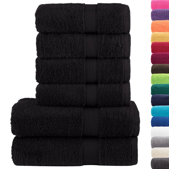 vidaXL - 6-delige - Handdoekenset - SOLUND - 600 - g/m² - zwart