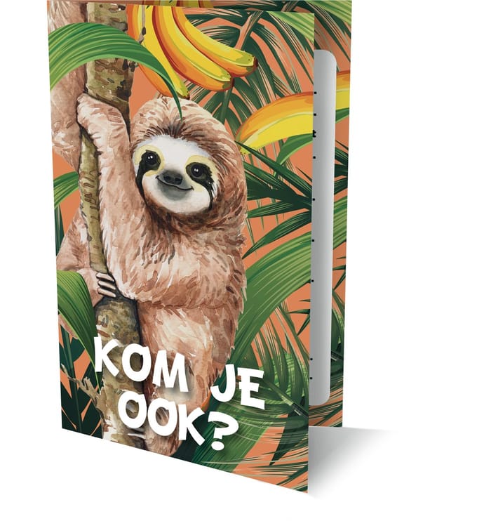 Uitnodigingskaarten - Luiaard - Kom je ook? - 6st.