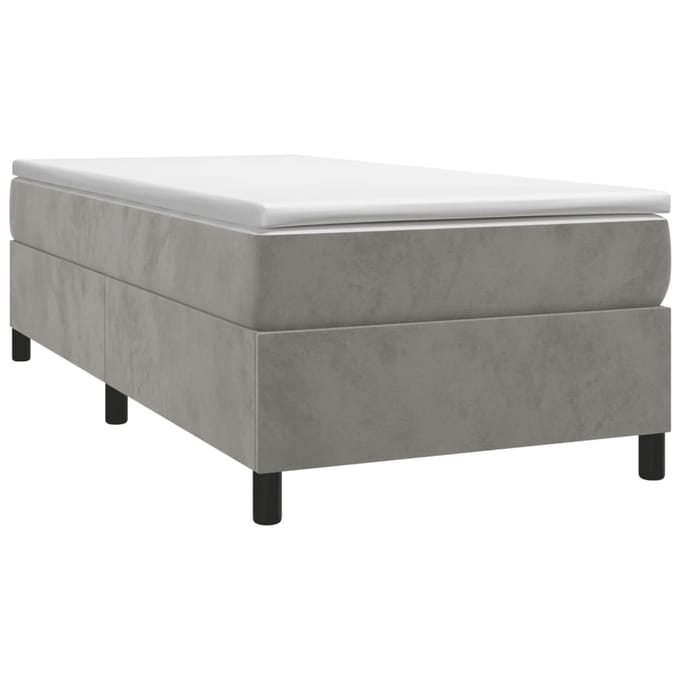 vidaXL - Boxspring - bed - 90x190 - cm - fluweel - lichtgrijs