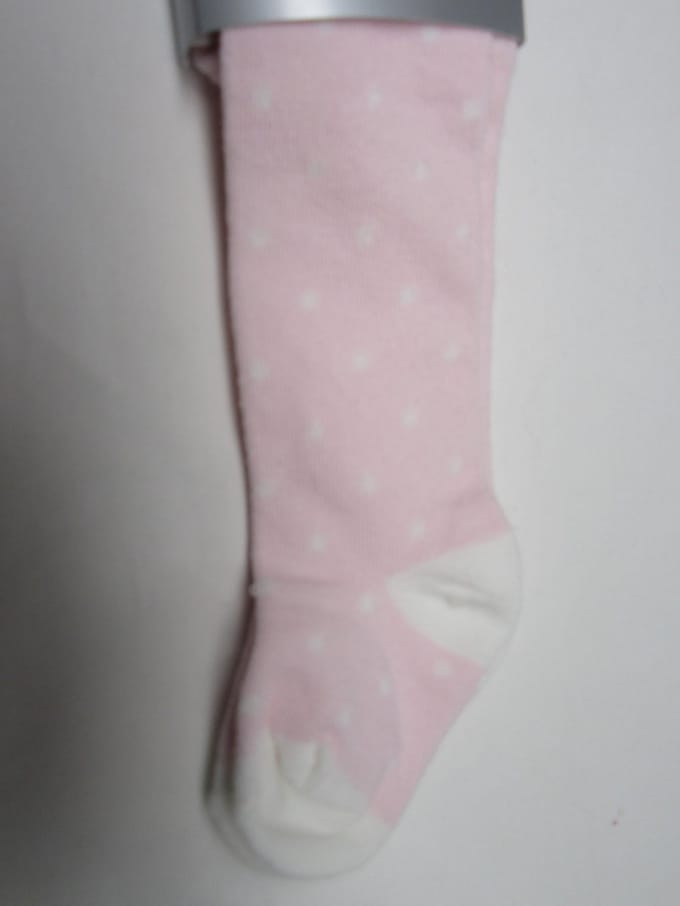 dirkje , maillots, collant , kousenbroek rose met witte stip 0-6 maand