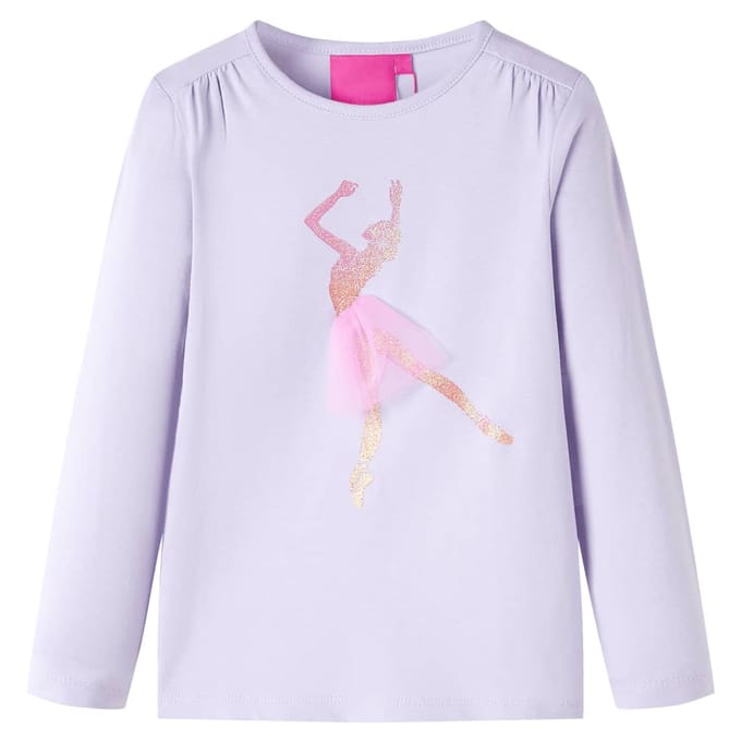 vidaXL - Kindershirt - met - lange - mouwen - 92 - lichtlila