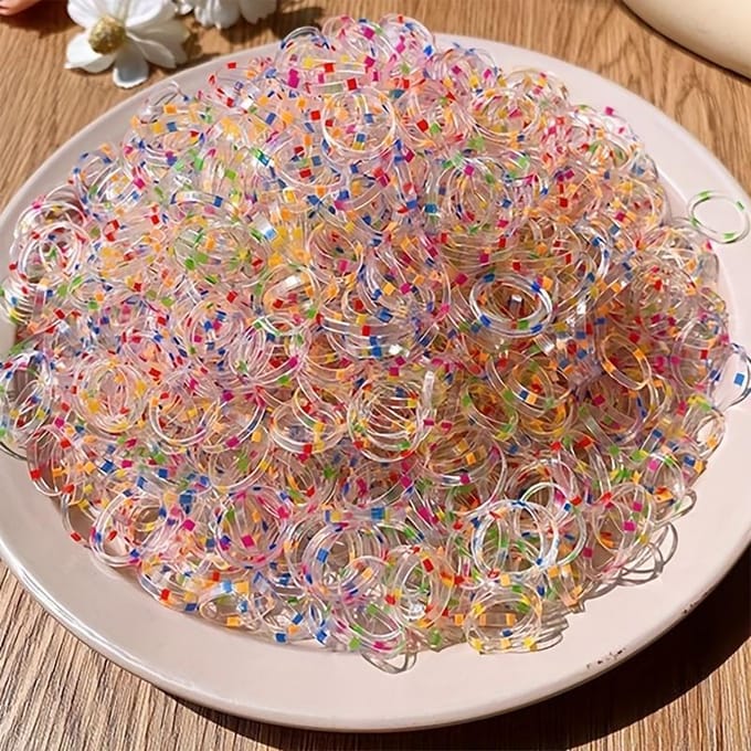 1000 pièces d'élastiques colorés, chouchous pour queue de cheval, accessoires de coiffure de mariée, choix de cadeau idéal beige