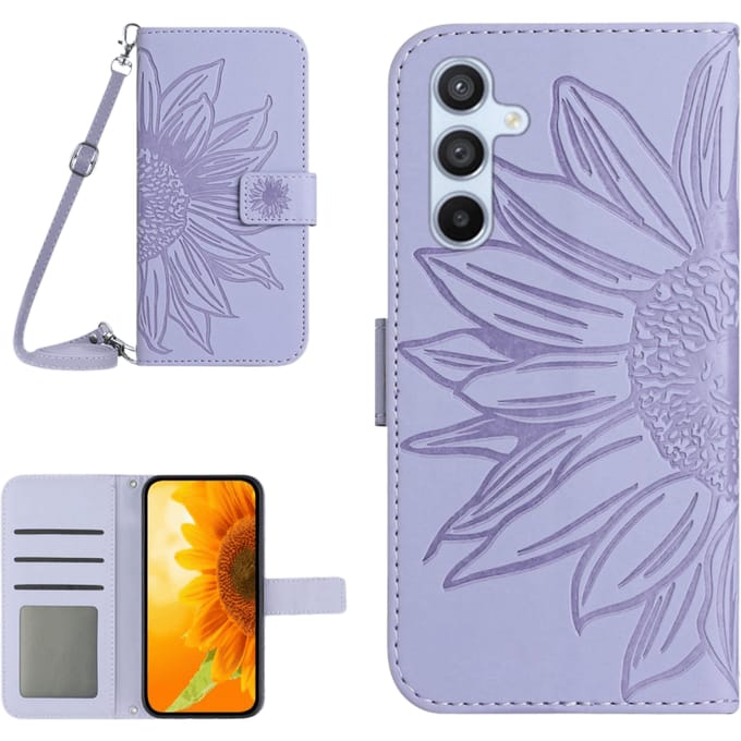 Mocaa Samsung Galaxy A56 Sunflower Bookcase met Koord Paars