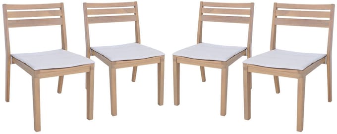 sweeek - Set van 4 tuinstoelen merina acaciahout met kussen, 52 x 55 x 81 cm