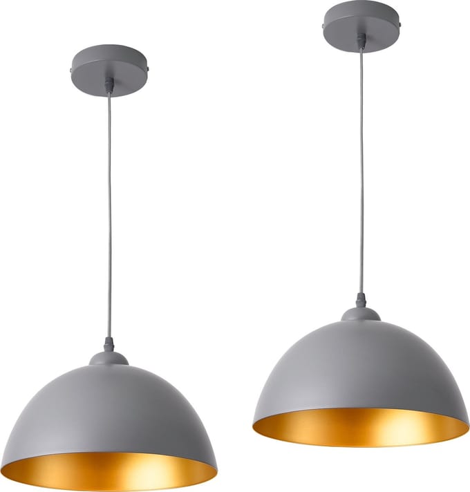 Hanglamp 18xØ30 cm 2xE27 Toulon set van 2 grijs en goud