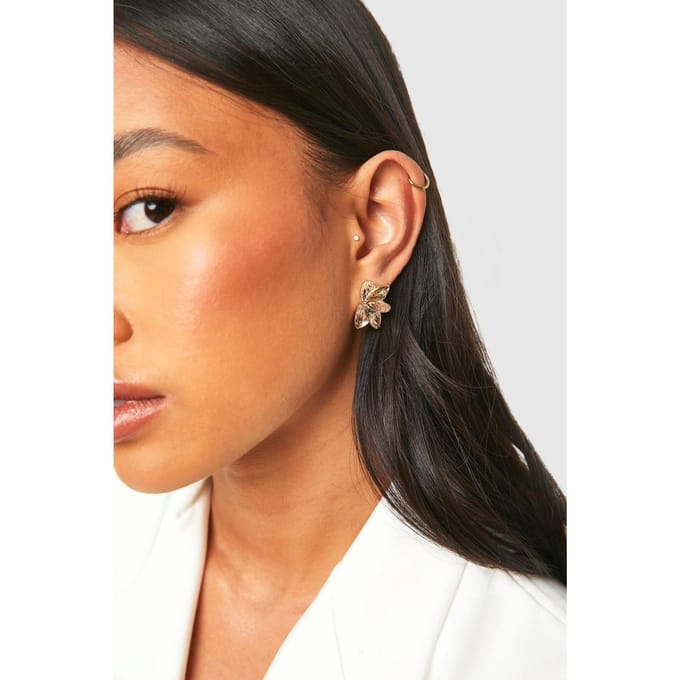 boohoo Dames Florale delicate oorbellen | Gold