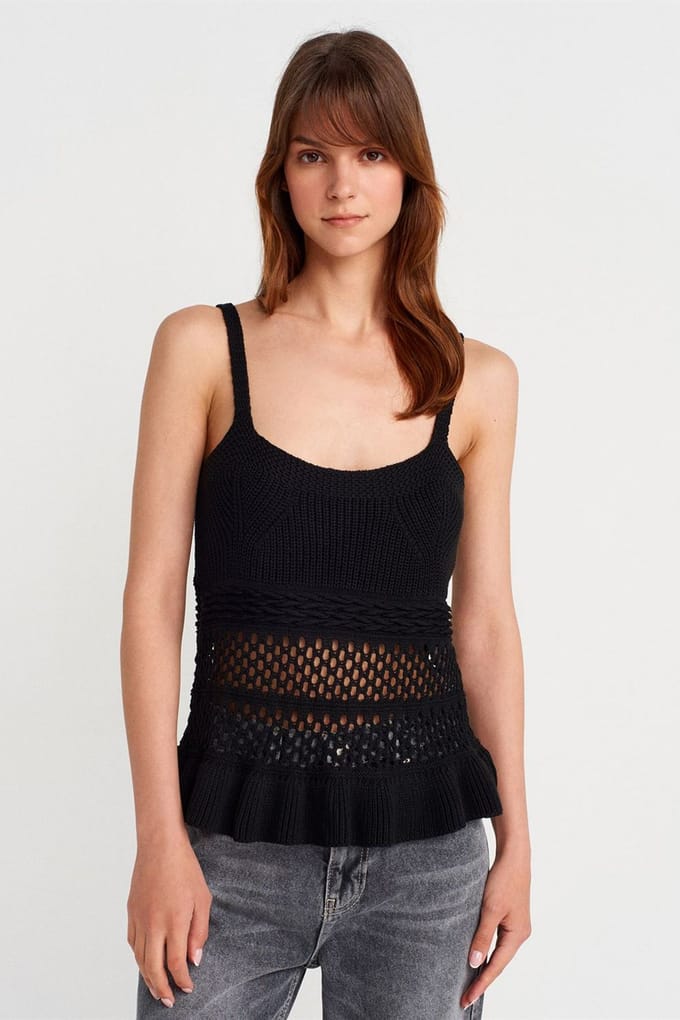 Fitted Ribbed Knit Cami Blouse