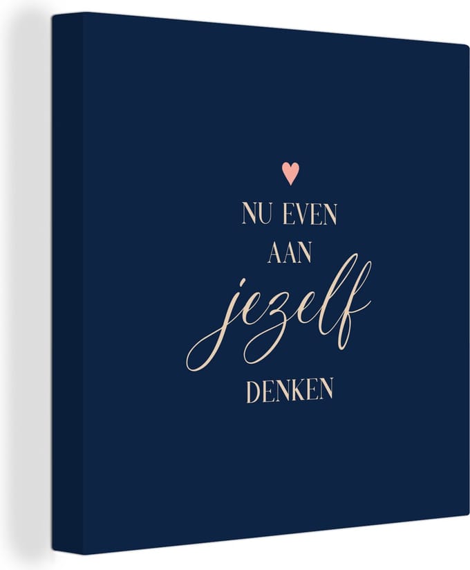 Canvas Schilderij Sterkte - Quotes - Hartjes - Denken - 20x20 cm - Wanddecoratie