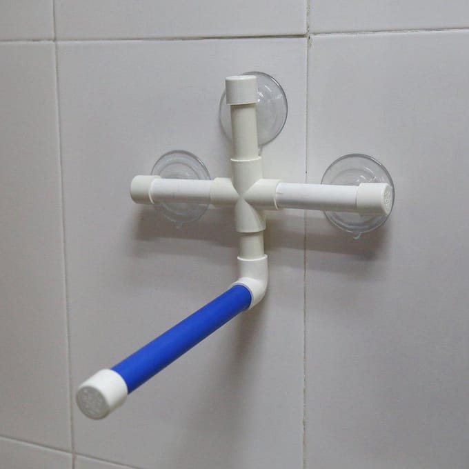 Vogel Zitstokken Papegaai Parkiet Opvouwbaar Zuignap Raam Douche Bad Muur Poot Slijpstandaard Speelgoed white