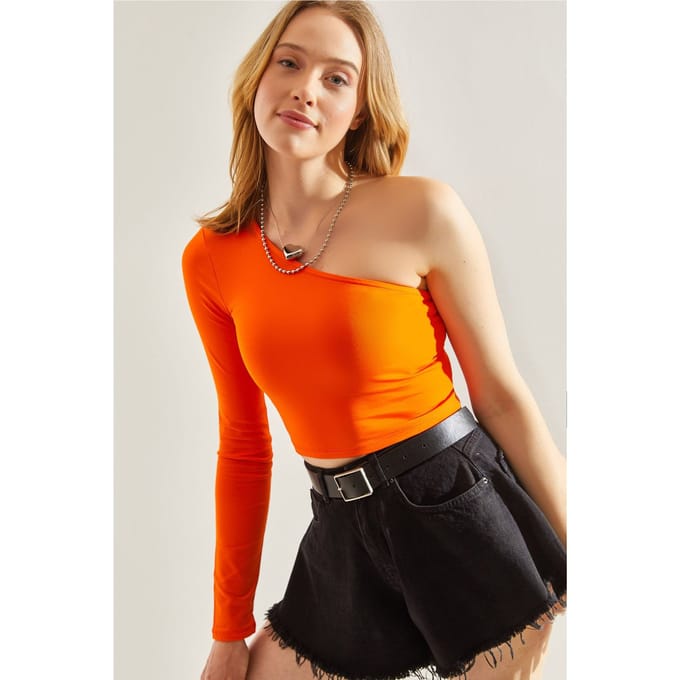Asymmetrische Kraag Crop Blouse