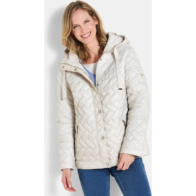 Licht, gewatteerd jack met capuchon - steengrijs - Gr. 44 van Goldner Fashion
