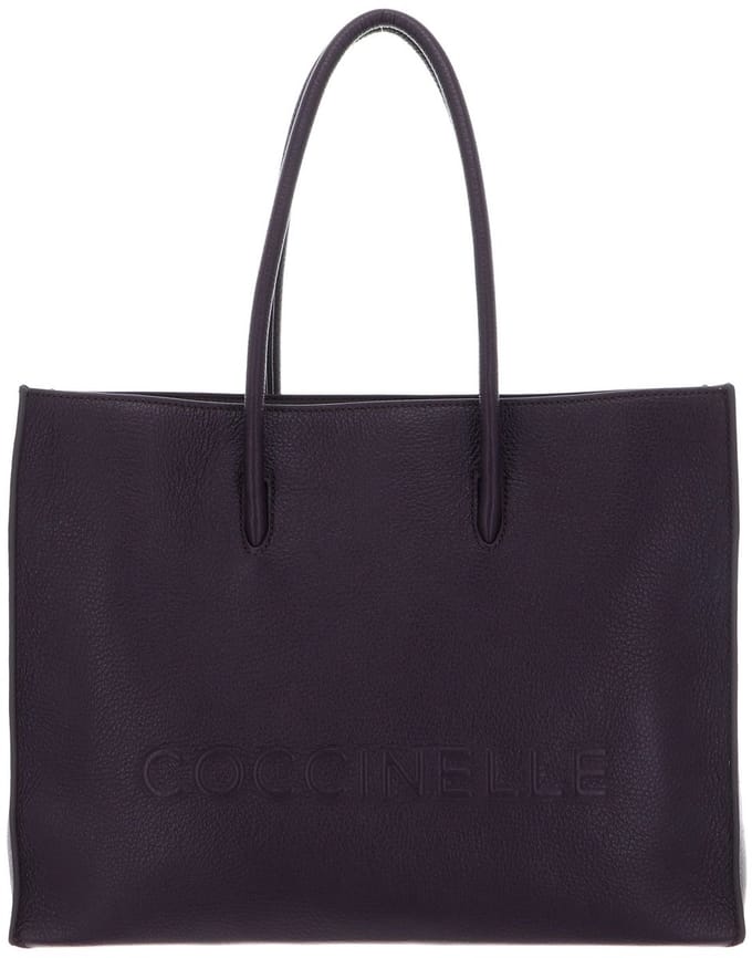 COCCINELLE Leren handtas Myrtha Maxi Log Handbag Grained Leather Prune donkerpaars