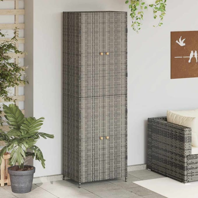 vidaXL - Tuinkast - 59x40x180 - cm - poly - rattan - grijs