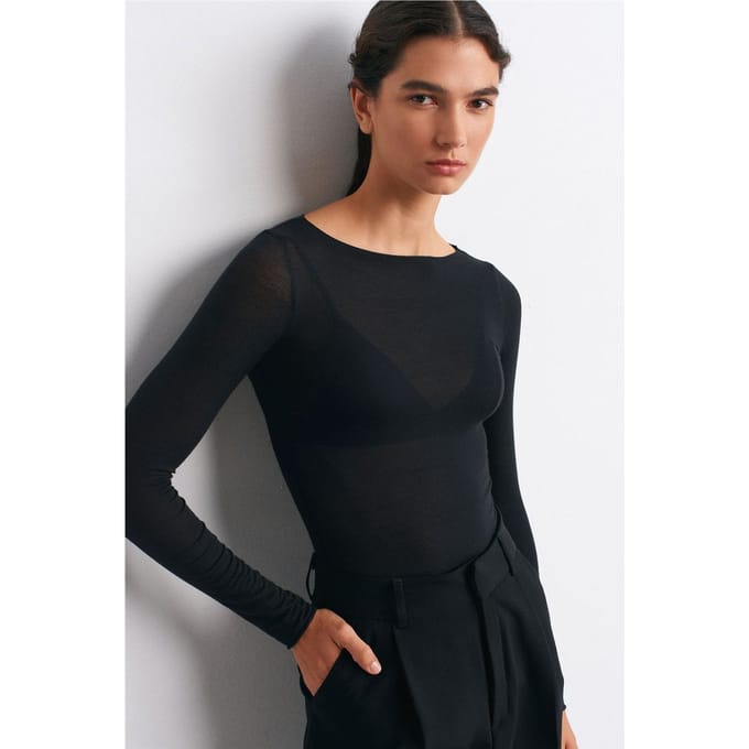 Slim Fit Boothals Lange Mouw Tricot Blouse
