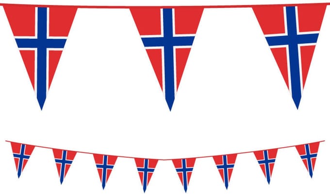PE vlaggenlijn slinger Noorwegen - Norge, lengte 10 meter