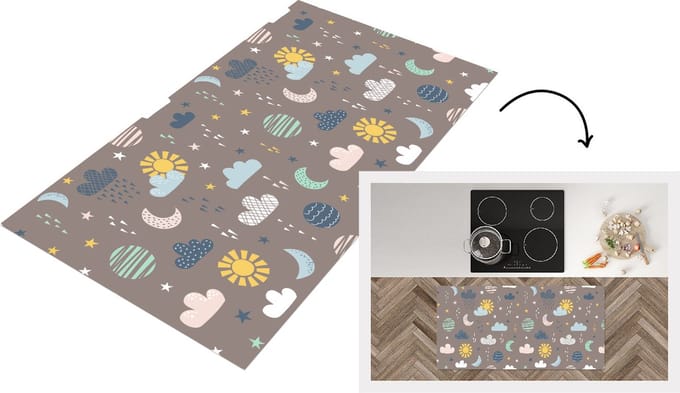 Keukenloper - Loper keuken - Wolken - Zon - Design - 120x60 cm - Keukenloper vinyl