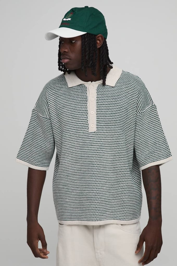 Ontspannen Gestructureerde Gestreepte Polo Met Verlengde Knoopsluiting | Forest | Size XS