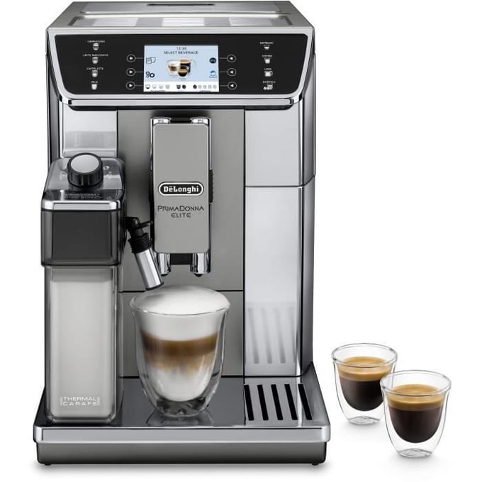 Volautomatische espressomachine met bonenmaler - De'Longhi - Primadonna elite - ECAM650.55.MS - 14 recepten - Grijs