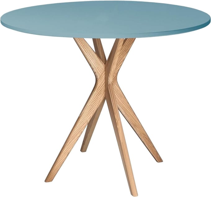 Ronde Eettafel - Compacte Tafel - Kleine Ruimtes - Zuilvormig Ontwerp - 70 cm Diameter - Blauw