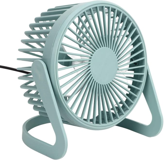 Allecto - USB Bureauventilator - Stil - Lichtblauw - Compact - Drukbestendig - Voor Thuis en Kantoor - Ventilator met Verlengde Kabel