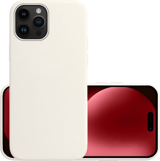 Hoesje - Geschikt voor Apple iPhone 15 Pro Max - Sterk & Shockproof - Hoes Cover - Siliconen Case - Wit