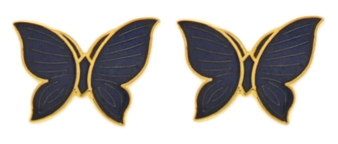 Behave - Oorringen dames - vlindermotief - blauw - 1,5 cm