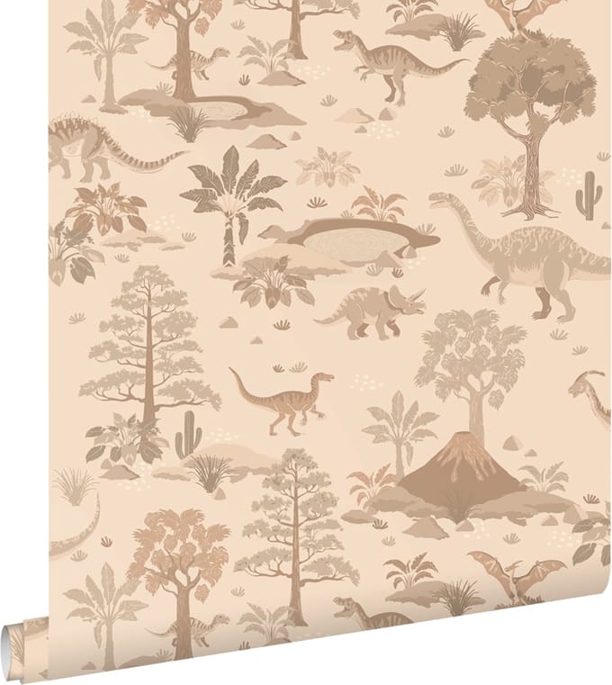 ESTAhome behang dinosaurussen beige - 50 x 900 cm - 131659