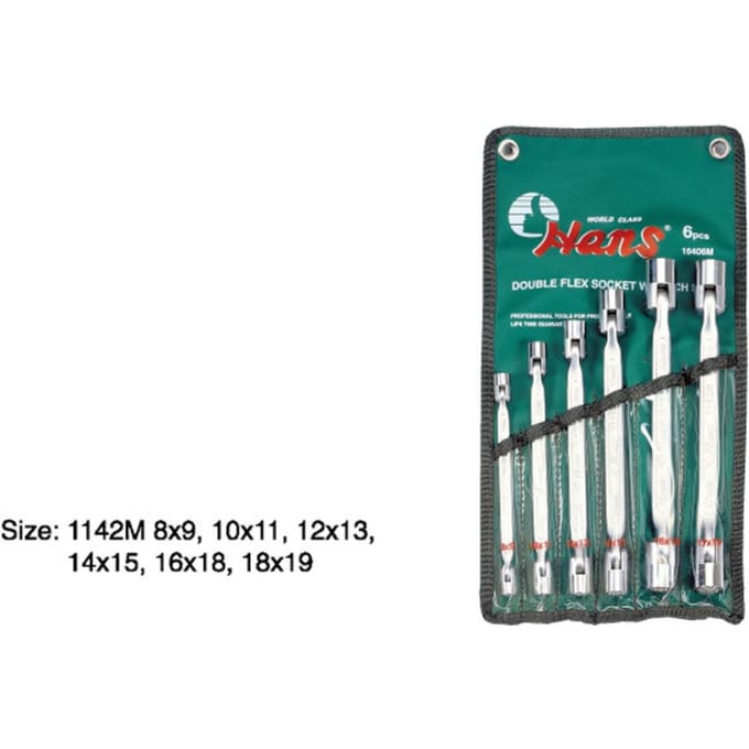 Dopsleutelset HANS 6 stuks (8 mm-19 mm) met verbinding