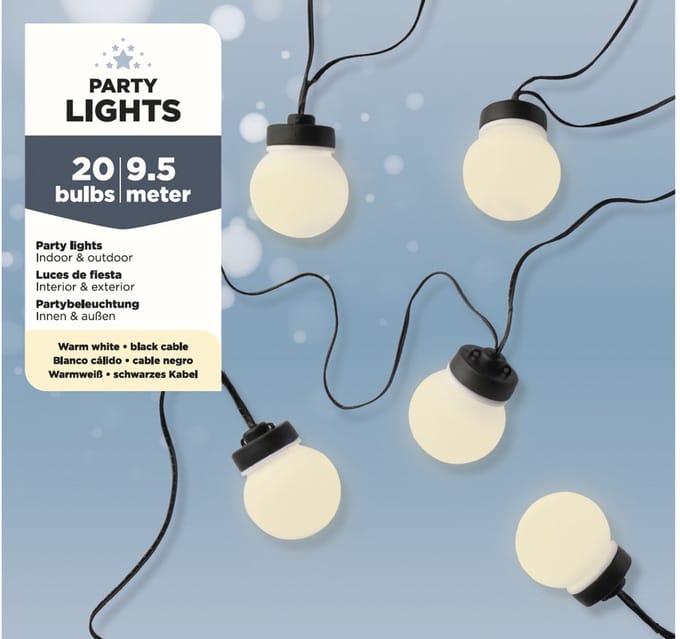 Partylight Lumineo led outdoor 20 bollen 950cm warm wit
