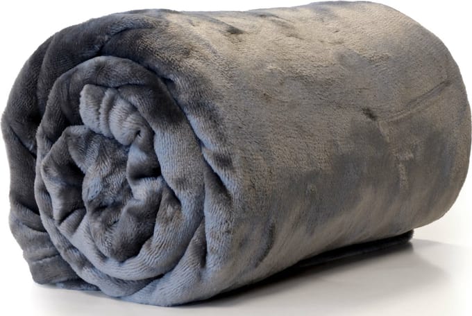 Unique Living Plaid - fleece deken - donkergrijs - polyester - 130 x 180 cm