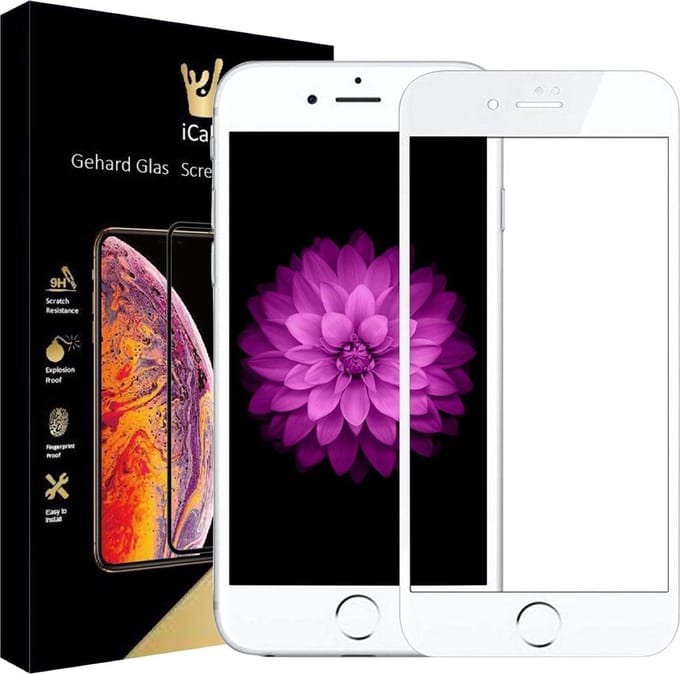 Screenprotector geschikt voor iPhone SE 2022 / 2020 / 8 / 7 - FullGuard Screen Protector Wit