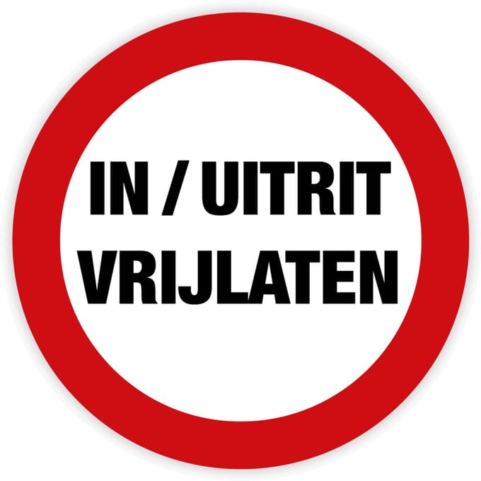 Simbol® - Stickers In/Uitrit vrijlaten - Formaat ø 30 cm.
