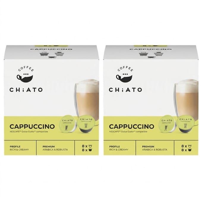 CHiATO Cappuccino Koffiecups - Geschikt voor Dolce Gusto® - 8 Consumpties (16 capsules / 8x Koffie + 8x Melk)