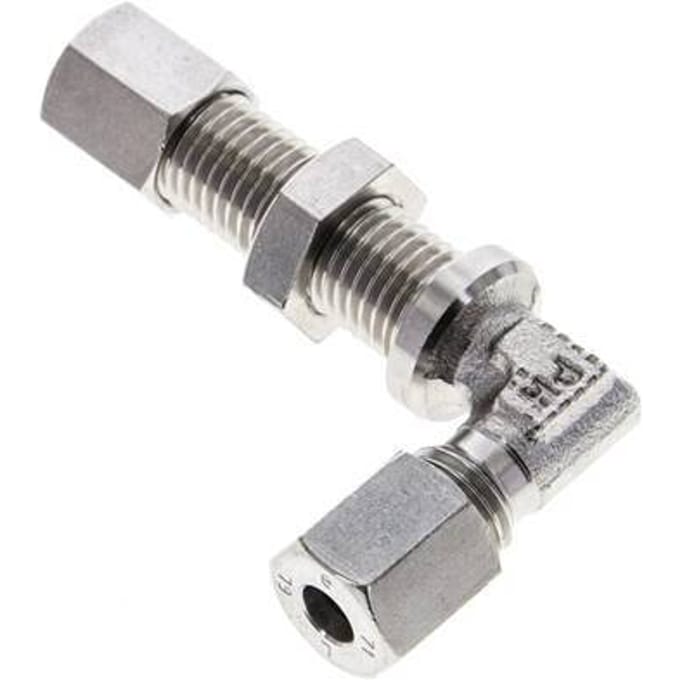6L RVS L-Vorm Snijringkoppeling Schotdoorvoer 315bar ISO 8434-1