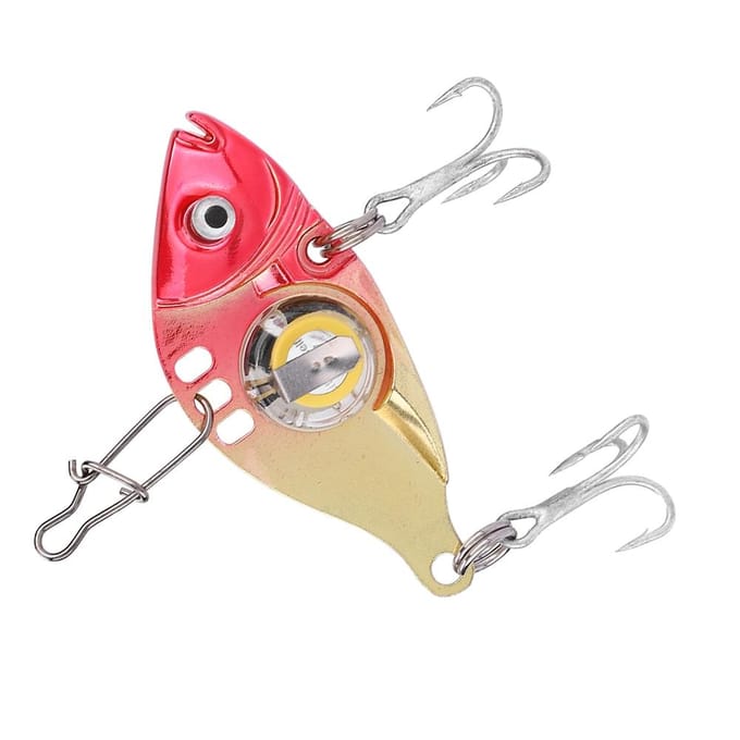 Leurres de pêche sous-marins à LED avec hameçon triple et accessoires beige