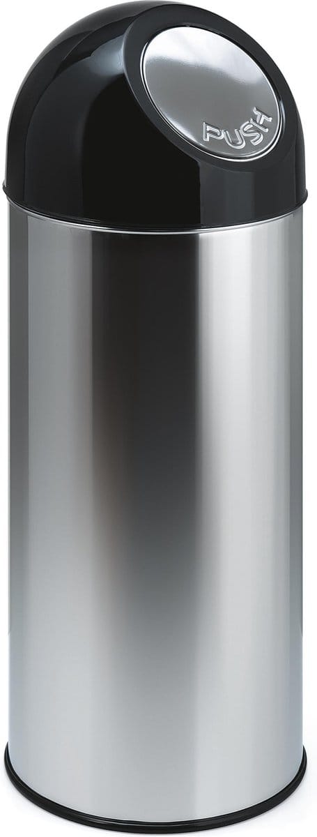 V-Part Pushbin Prullenbak - Met Binnenemmer - 55 l - RVS/Zwart