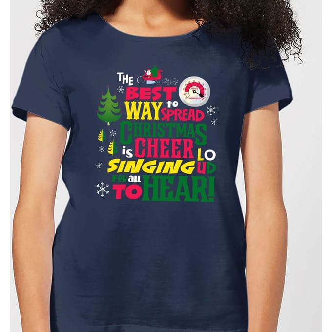 Elf Christmas Cheer Women's Christmas T-Shirt - Navy - S