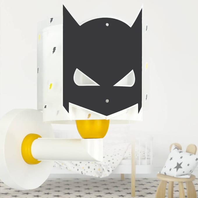 Wandlamp Dalber Dark Hero met stekker, wit/zwart