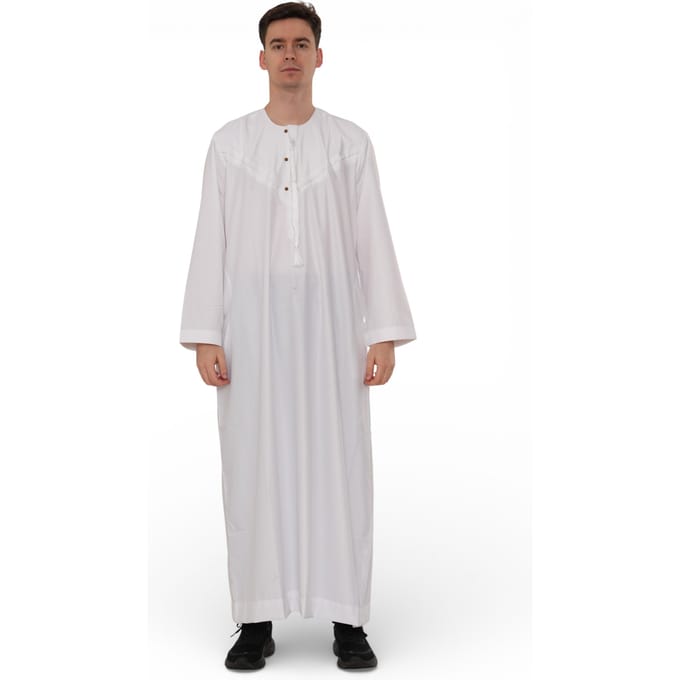 Heren Eid Witte Marokkaanse Jubba Robe Djellaba Ramadan Eid Thobe - HM11