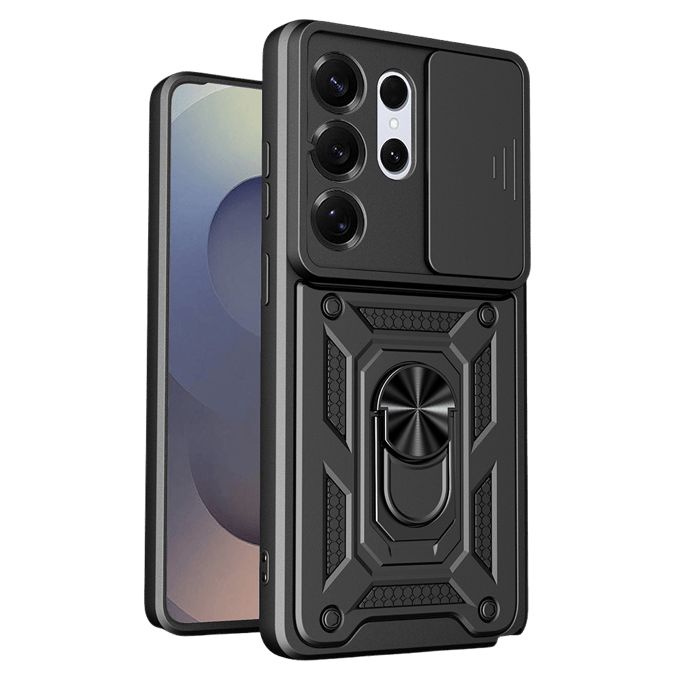 Amorus Samsung Galaxy S26 Ultra Shield Case met Camera-schuif Zwart