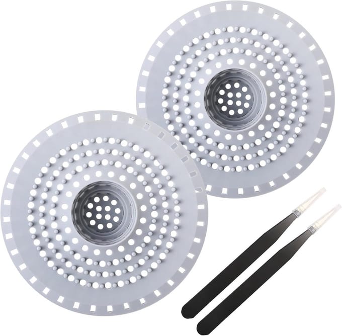 Set van 2 afvoerzeef met zuignappen voor douche en bad. Haarvanger voor gootsteen.