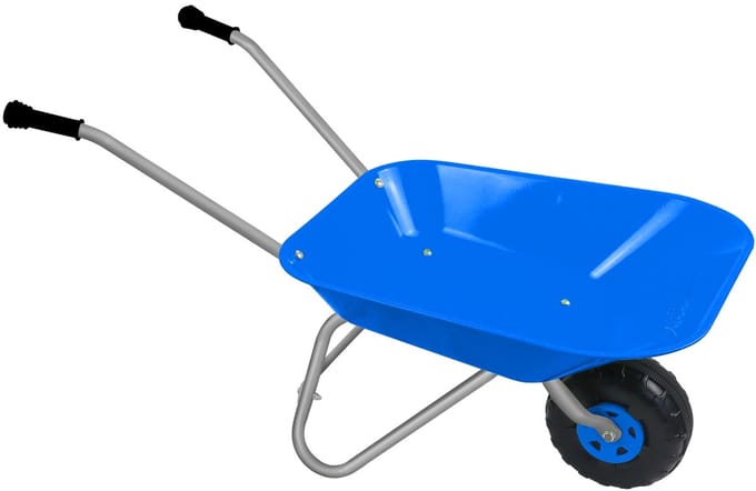 Metalen kinderkruiwagen blauw