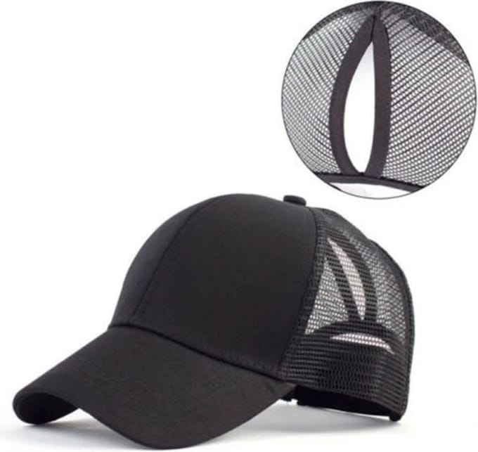 Dames Pet – eCarla – Paardenstaart Cap - Zwart