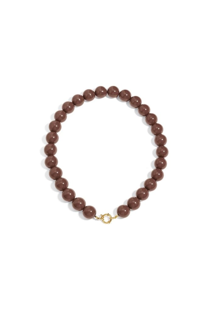 Bijoutheek Collier Statement Kralen 15mm Choco