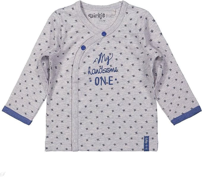 Dirkje Overslag shirtje stars grey melee  -  Maat  68