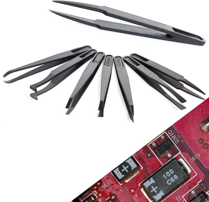 TECHREBAL Pincet - Antystatisch en Antimagnetisch - Precisie - Set van 8