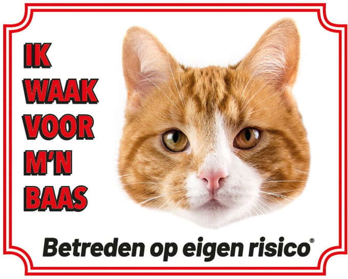 Katten Waakbord - Ik waak voor mijn baas Rood