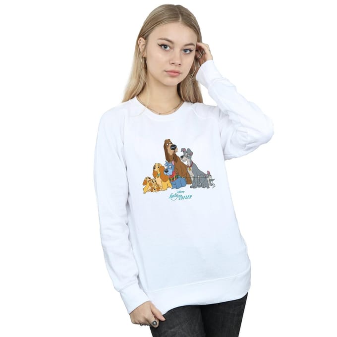 Disney Dames/Dames Lady And The Tramp Klassiek Groep Sweatshirt (Wit)