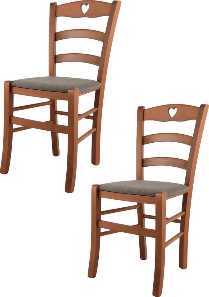 Tommychairs Cuore - Eetkamerstoelen - Set van 2 - Kersenhout - Stof